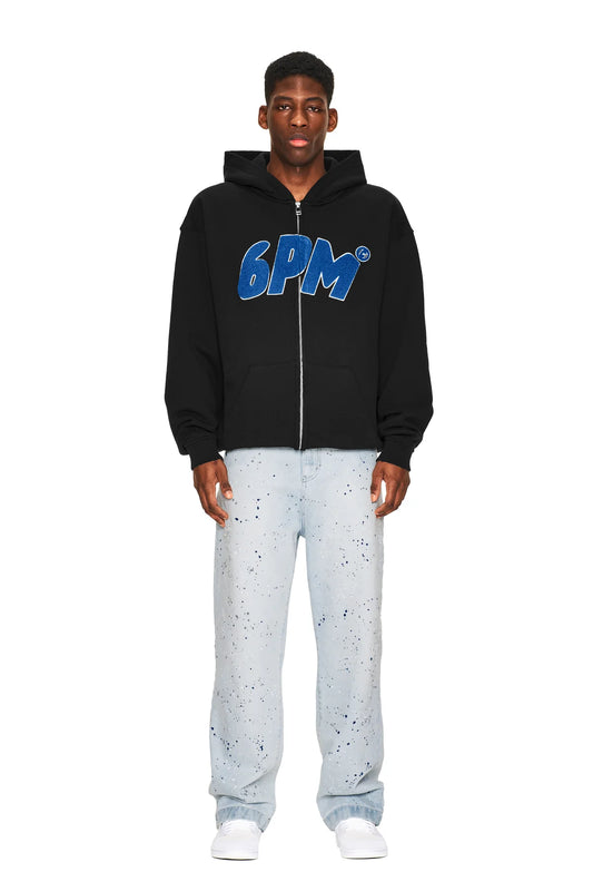 6PM LOGO ZIP HOODIE BLACK