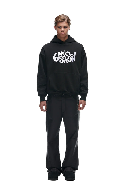 6PM DOUBLE HOODIE BLACK