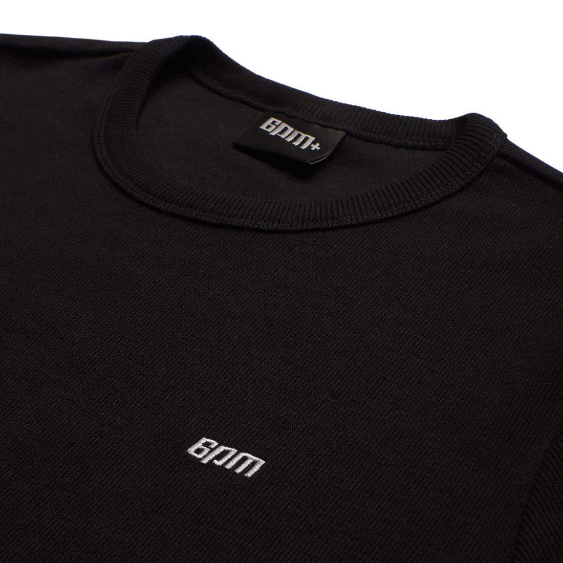 6PM RIBBED SLIM FIT TEE BLACK